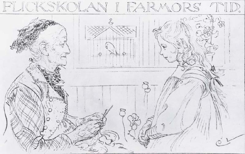 Carl Larsson Grandma and Little Girl oil painting image